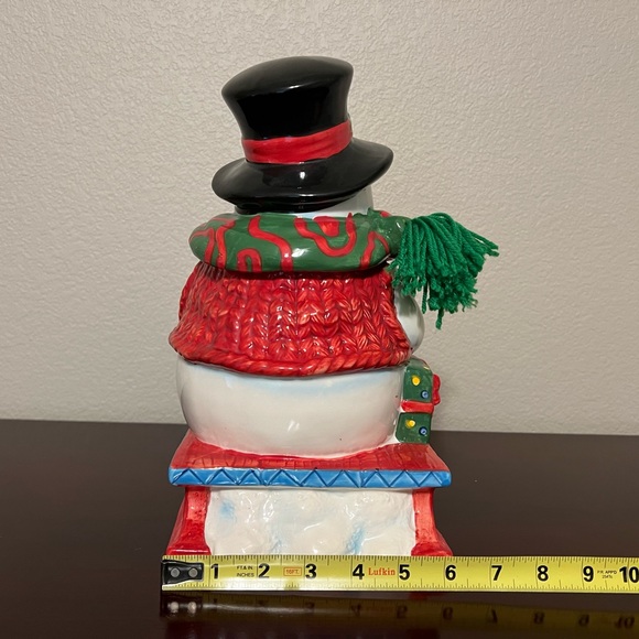 Vintage Sledding Snowman Cookie Jar - Picture 6 of 11